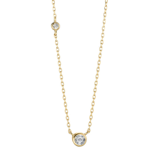 Necklace Silver Zirconia Yellow Gold plated 40-45 cm