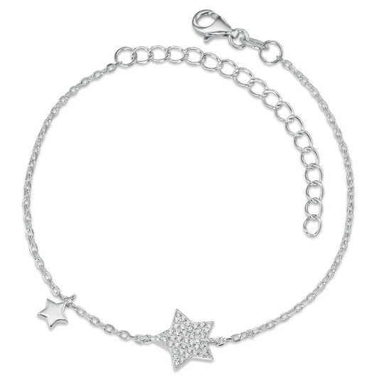 Bracelet Silver Zirconia Rhodium plated Star 16-19 cm