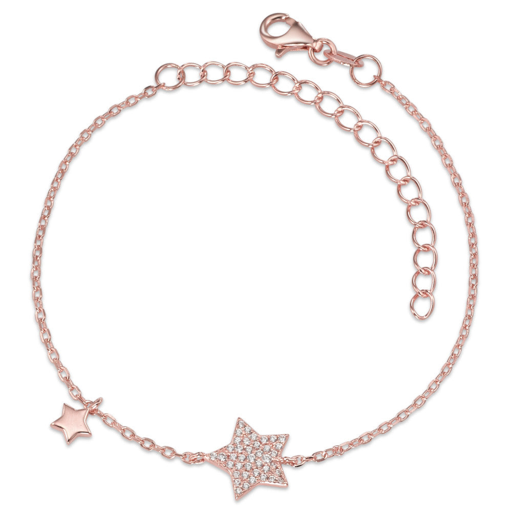 Bracelet Silver Zirconia Rose Gold plated Star 16-19 cm