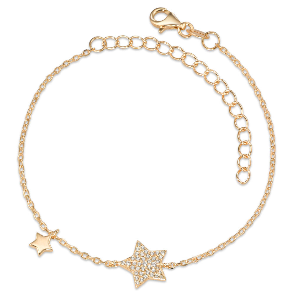 Bracelet Silver Zirconia Yellow Gold plated Star 16-19 cm