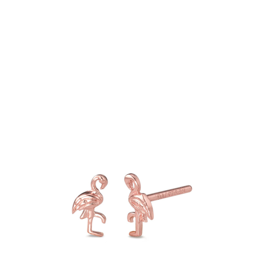 Stud earrings Silver Rose Gold plated Flamingo