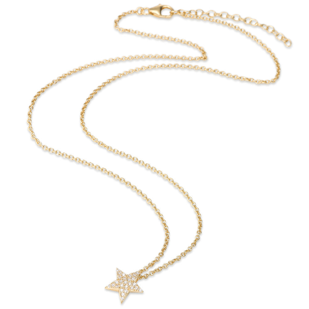 Necklace with pendant Silver Zirconia Yellow Gold plated Star 41-45 cm