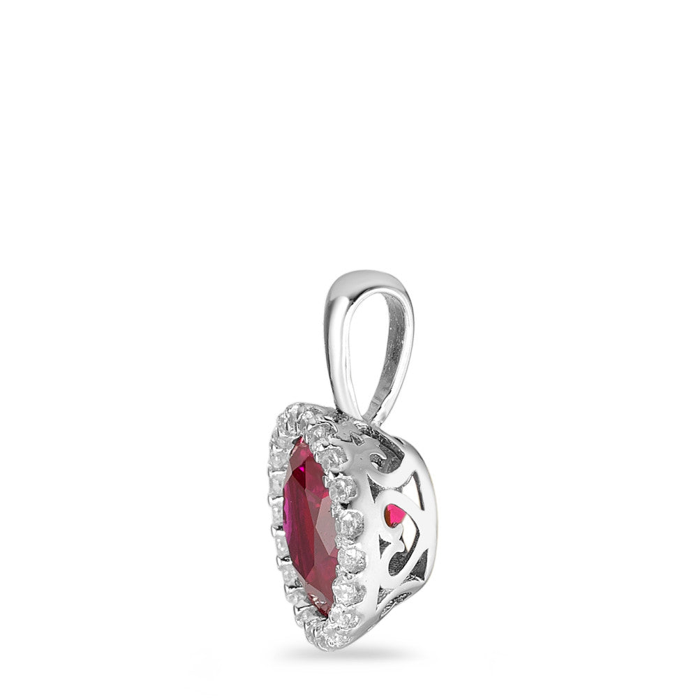 Pendant Silver Zirconia Red Rhodium plated Ø9 mm