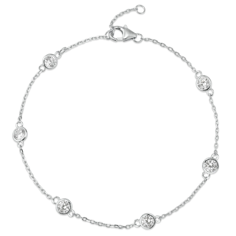 Bracelet Silver Zirconia 6 Stones Rhodium plated 16-19 cm