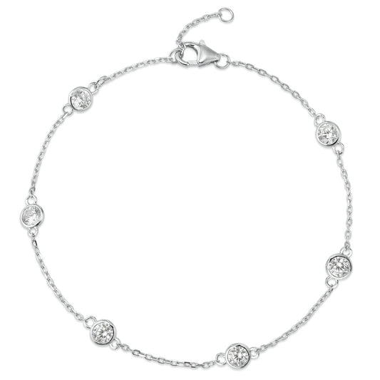 Bracelet Silver Zirconia 6 Stones Rhodium plated 16-19 cm