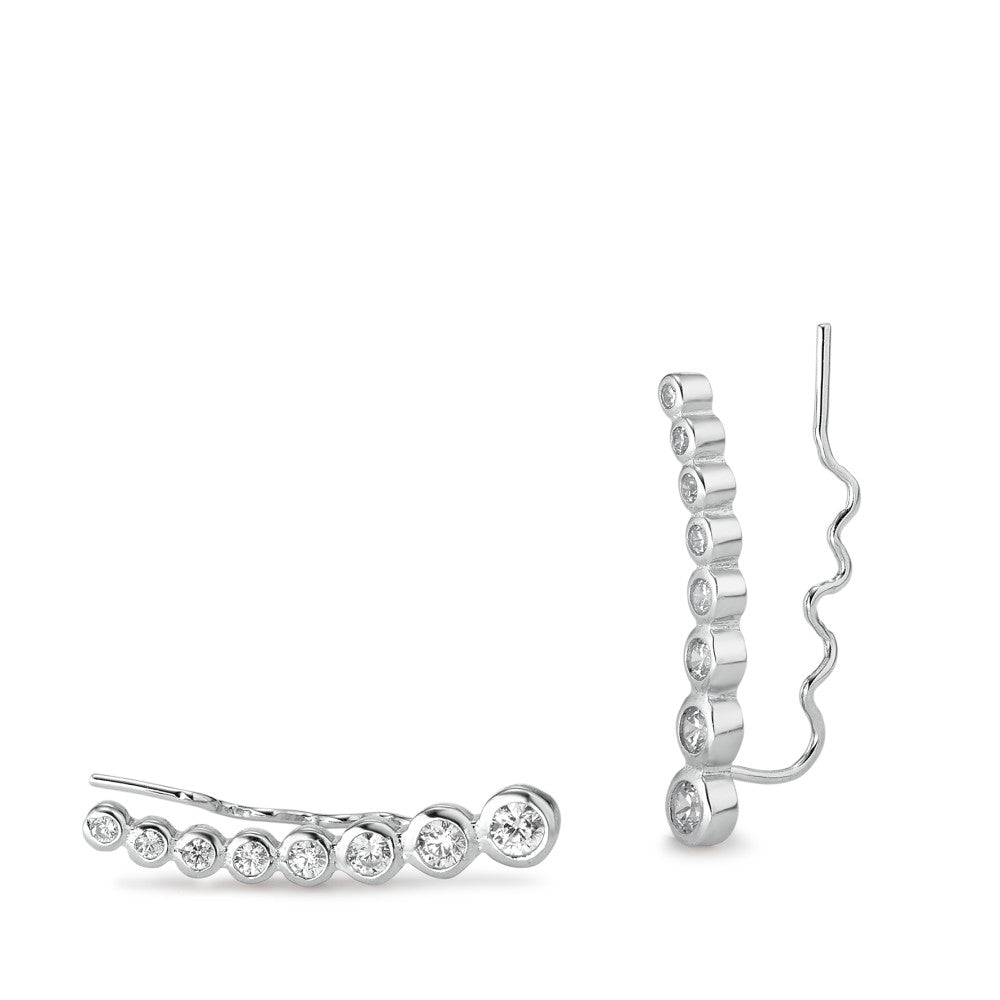 Ear Climber Silver Zirconia 16 Stones Rhodium plated