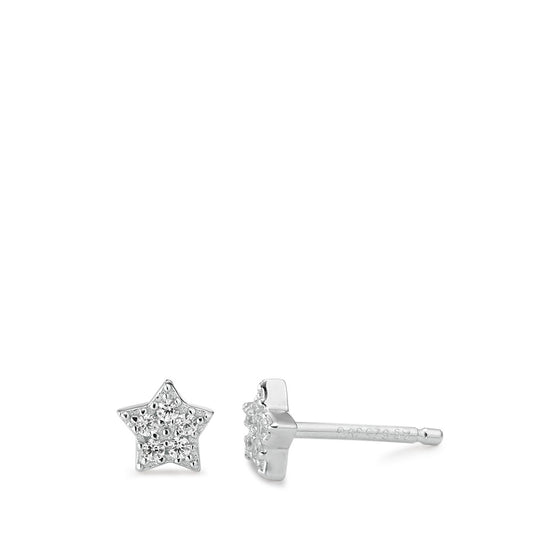 Stud earrings Silver Zirconia 10 Stones Rhodium plated Star Ø5.5 mm