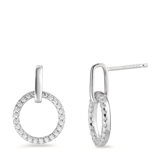 Drop Earrings Silver Zirconia Rhodium plated Ø13 mm