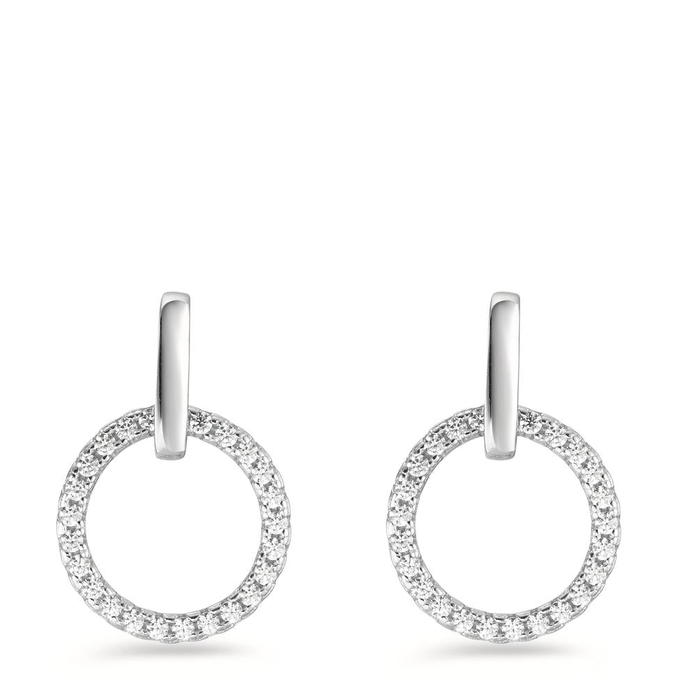 Drop Earrings Silver Zirconia Rhodium plated Ø13 mm