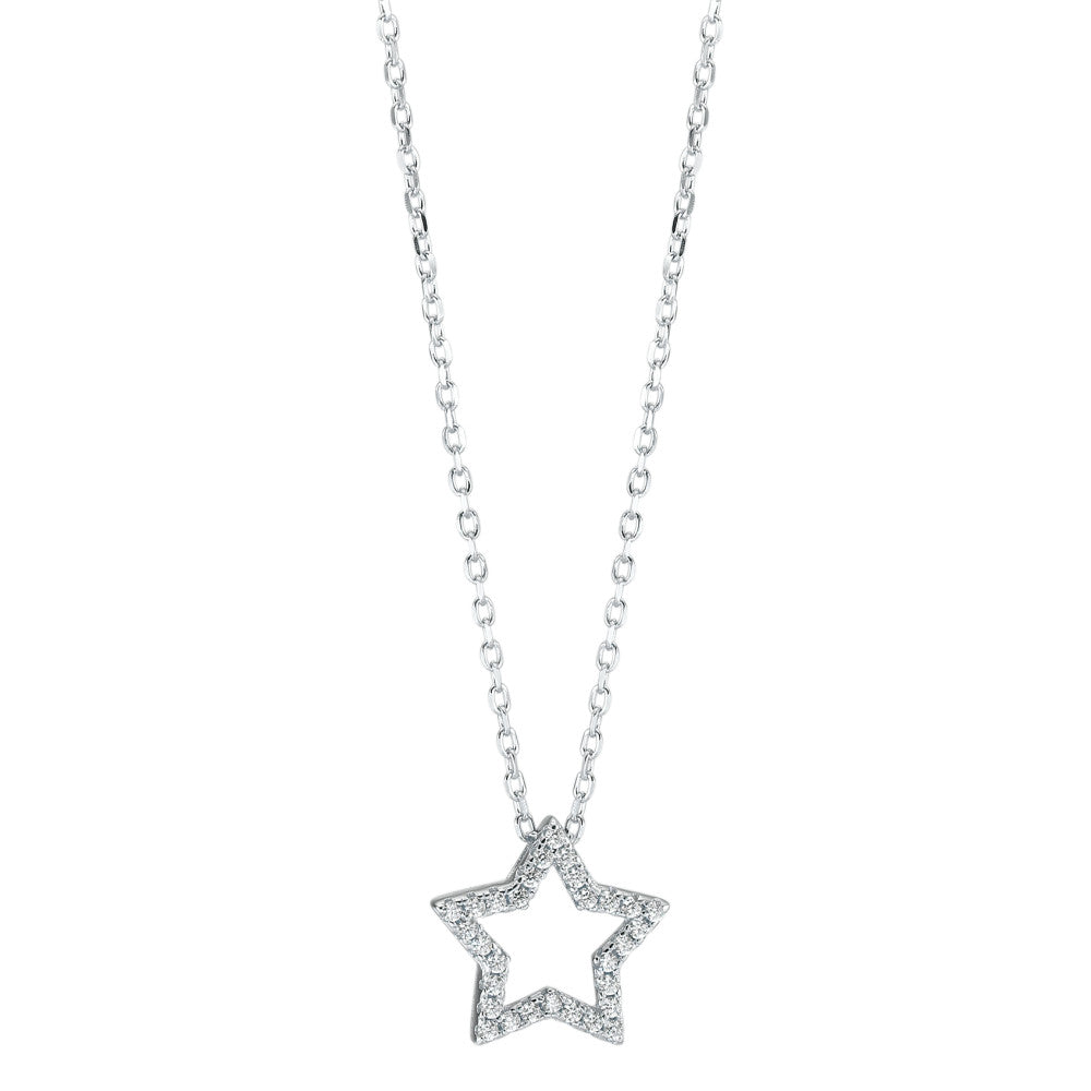 Necklace Silver Zirconia Rhodium plated Star 40-43 cm