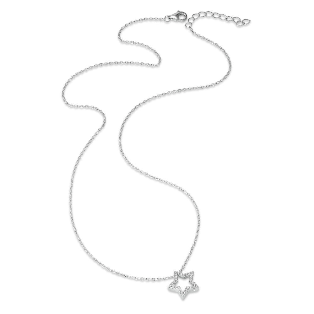 Necklace Silver Zirconia Rhodium plated Star 40-43 cm