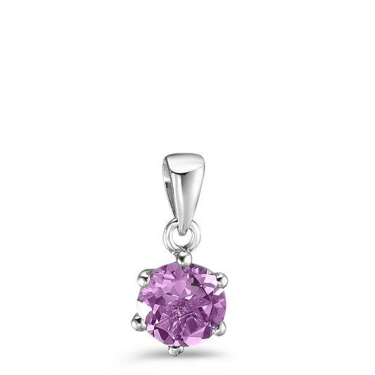 Pendant Silver Amethyst Rhodium plated Ø6.5 mm