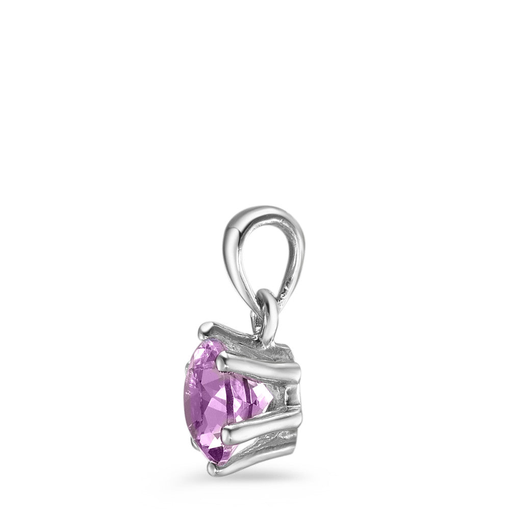 Pendant Silver Amethyst Rhodium plated Ø6.5 mm