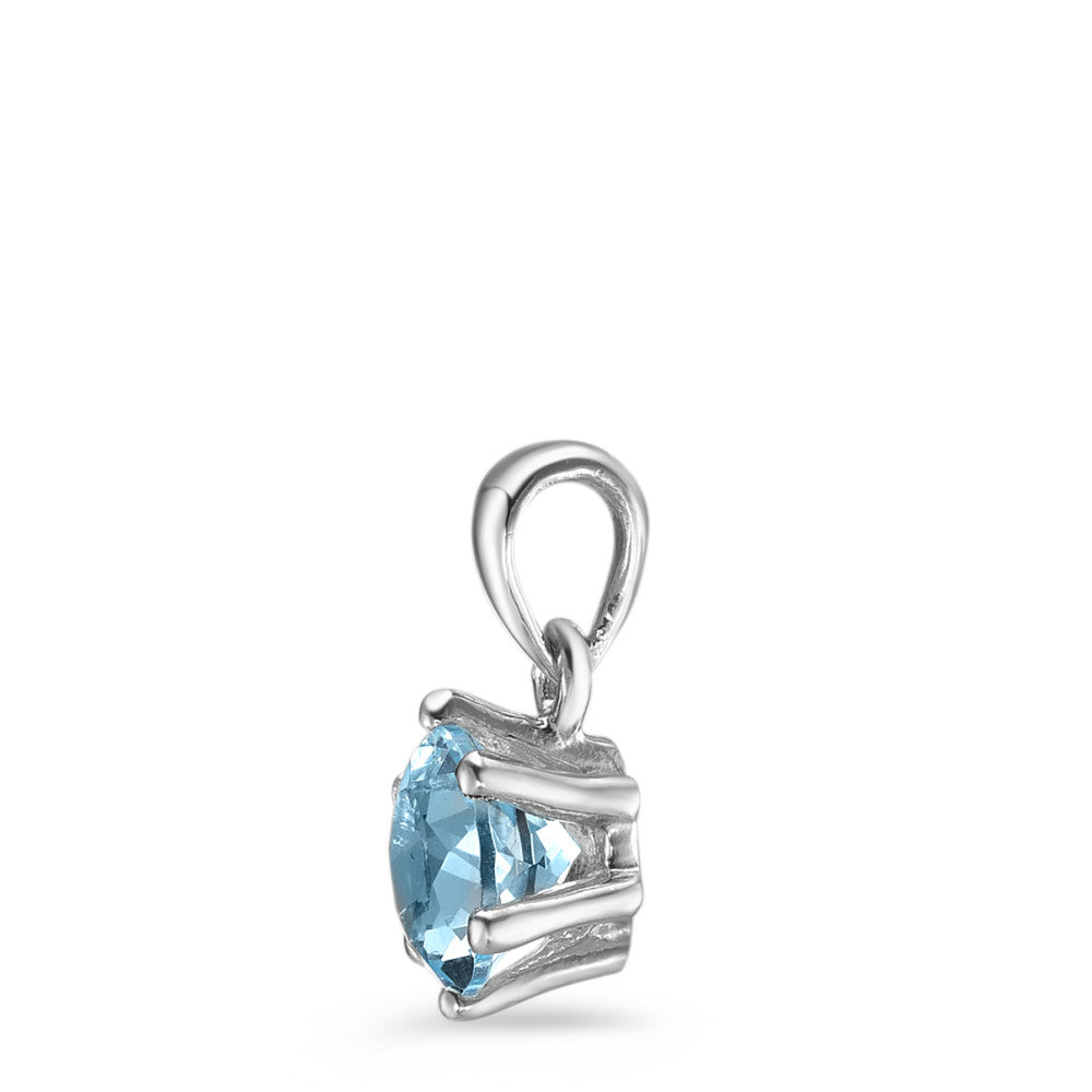 Pendant Silver Topaz Blue Rhodium plated Ø6.5 mm