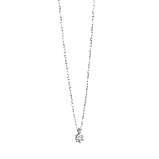 Necklace 9k White Gold Diamond 0.03 ct, w-pi1 38-42 cm