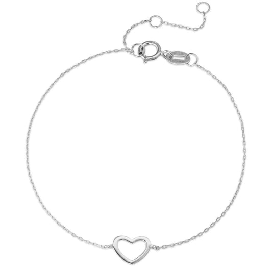 Bracelet 9k White Gold Heart 15-18 cm