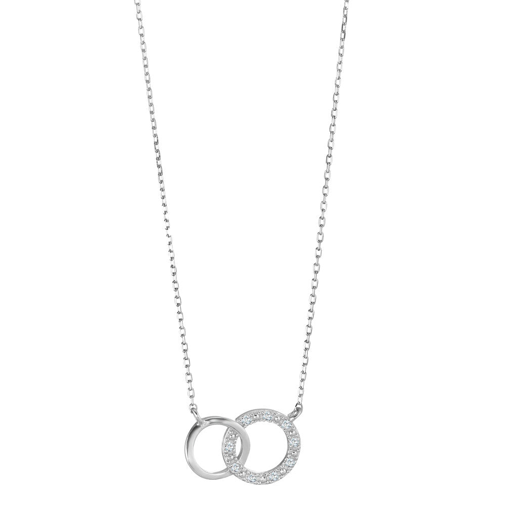 Necklace 9k White Gold Diamond 0.035 ct, 9 Stones, w-pi1 38-42 cm