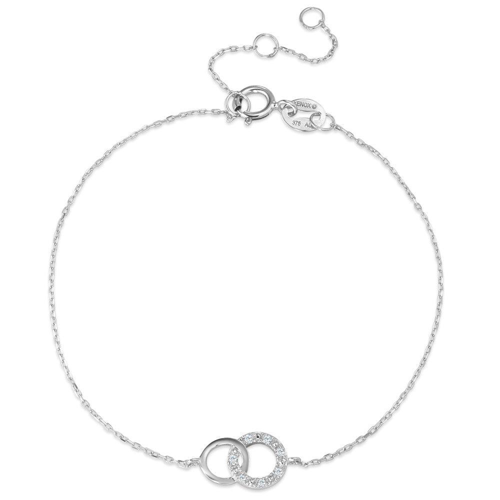 Bracelet 9k White Gold Diamond 0.025 ct, 7 Stones, w-pi1 15-18 cm