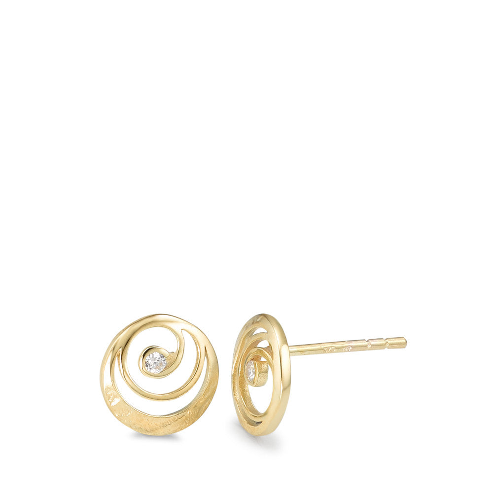 Stud earrings 9k Yellow Gold Zirconia 2 Stones Ø9.5 mm