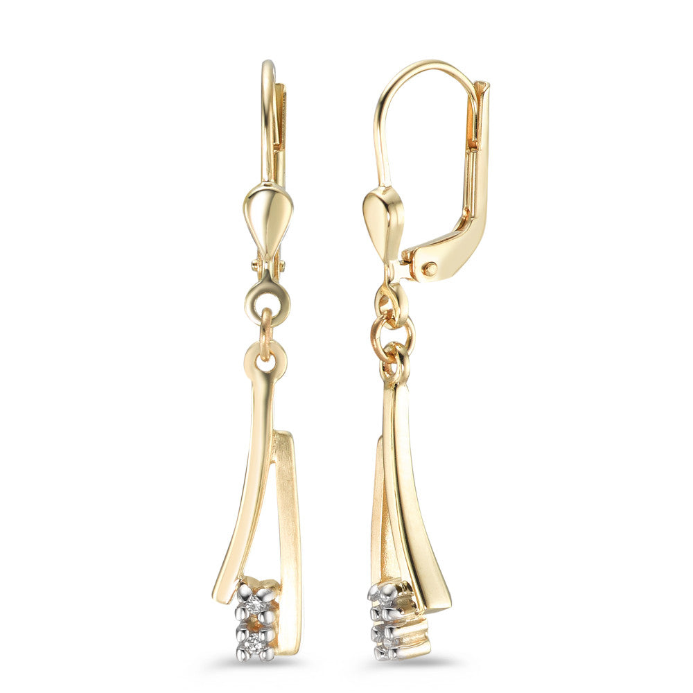 Drop Earrings 9k Yellow Gold Zirconia 4 Stones