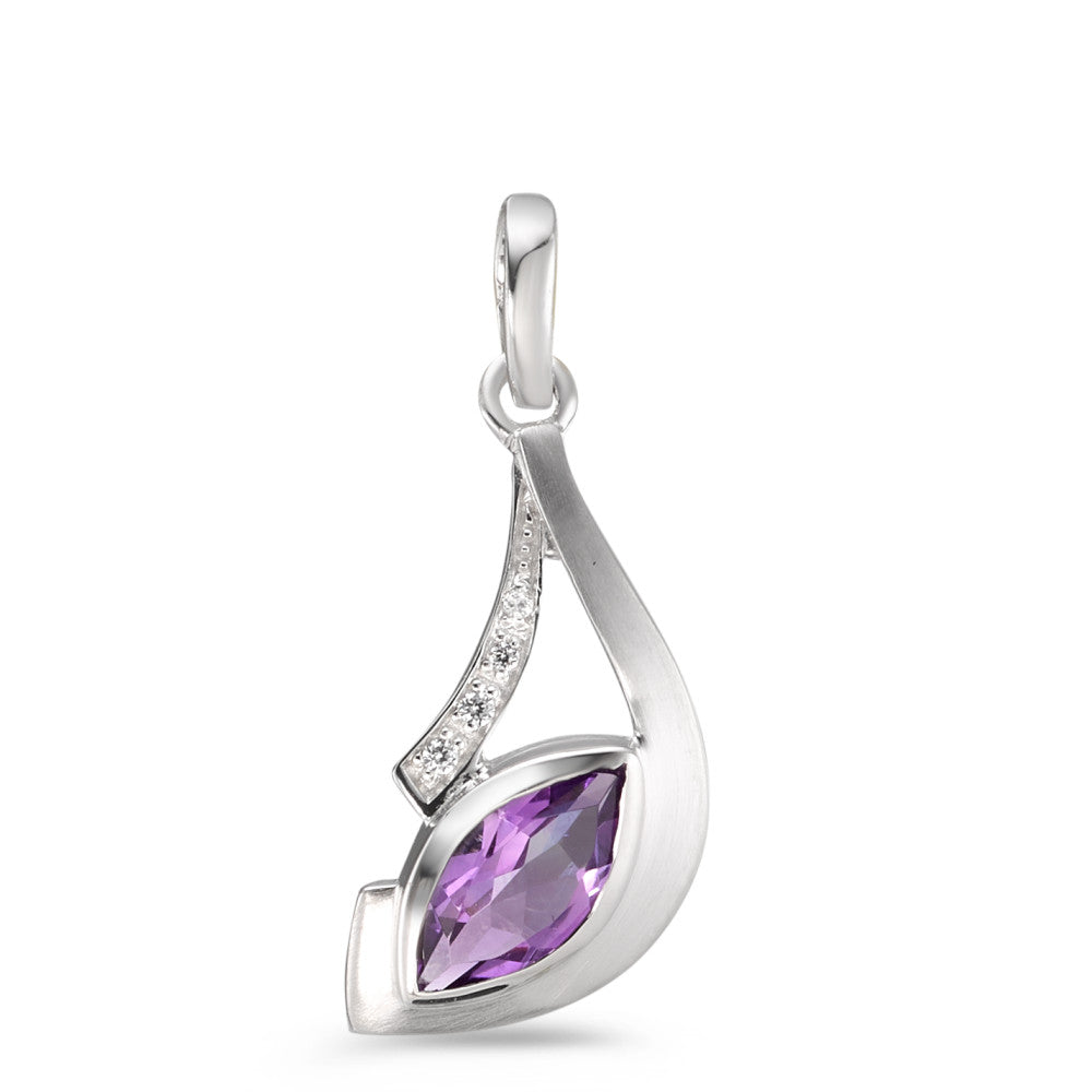 Pendant 9k White Gold Amethyst 5 Stones