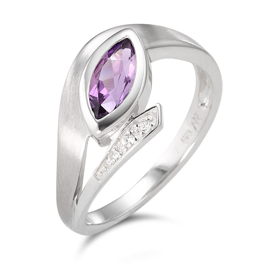 Ring 9k White Gold Amethyst 4 Stones