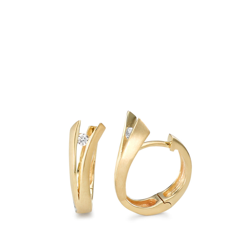 Hinged hoop 9k Yellow Gold Zirconia 2 Stones