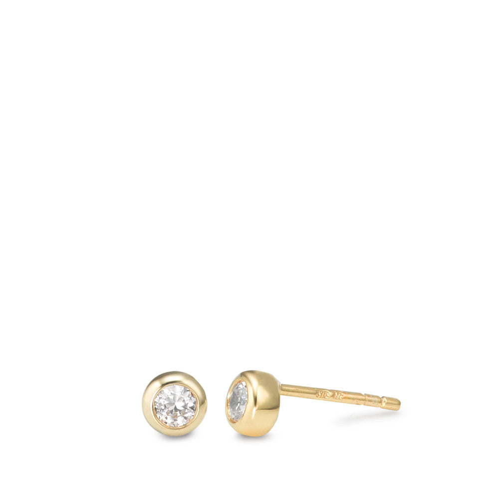 Stud earrings 9k Yellow Gold Zirconia 2 Stones Ø4.5 mm