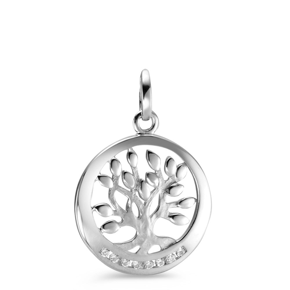 Pendant 9k White Gold Zirconia 9 Stones Tree Of Life Ø16 mm