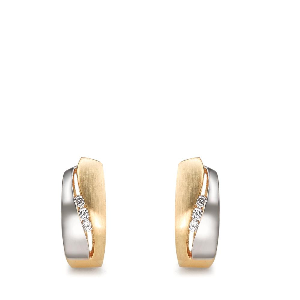 Hinged hoop 9k Yellow Gold Zirconia 6 Stones Bicolor