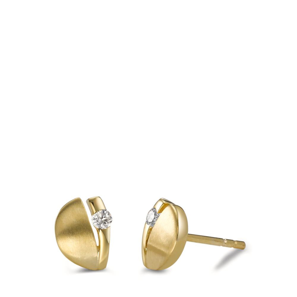 Stud earrings 9k Yellow Gold Zirconia 2 Stones