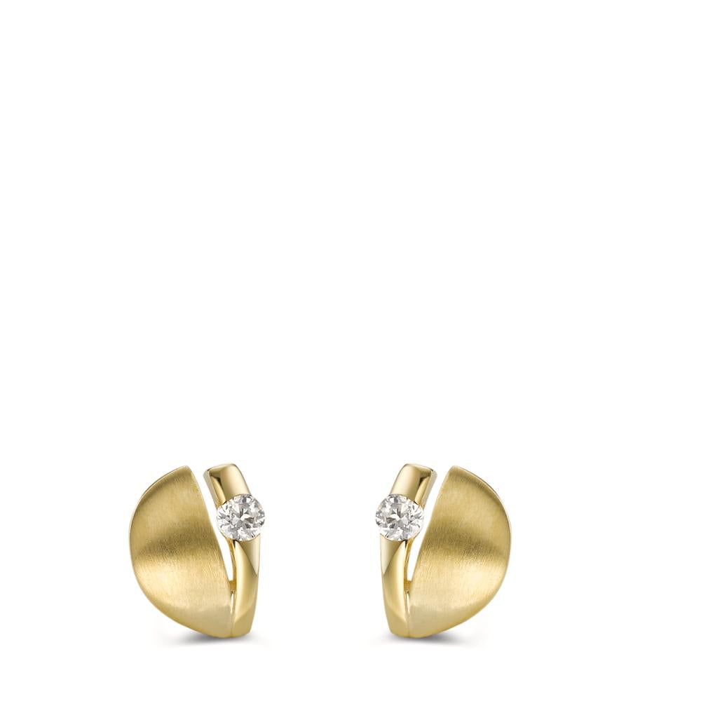 Stud earrings 9k Yellow Gold Zirconia 2 Stones