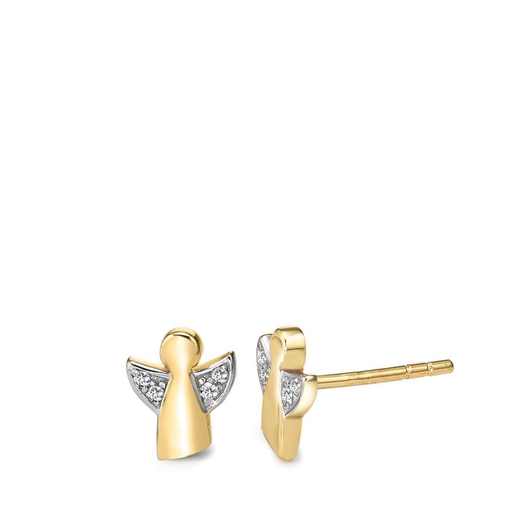 Stud earrings 9k Yellow Gold Zirconia 8 Stones Angel