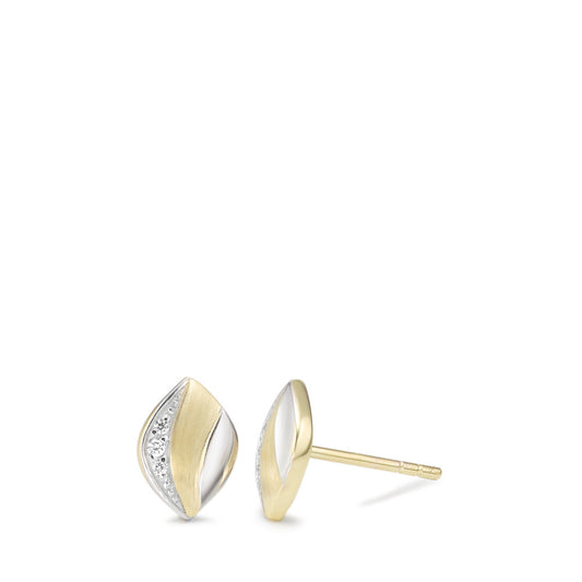 Stud earrings 9k Yellow Gold Zirconia 6 Stones Bicolor