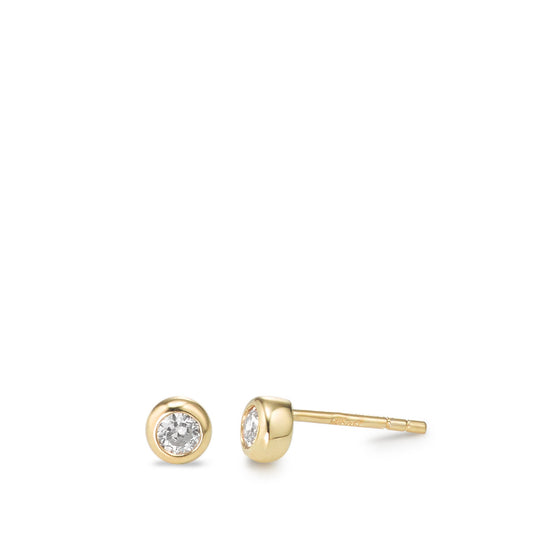 Stud earrings 9k Yellow Gold Zirconia 2 Stones Ø4.5 mm