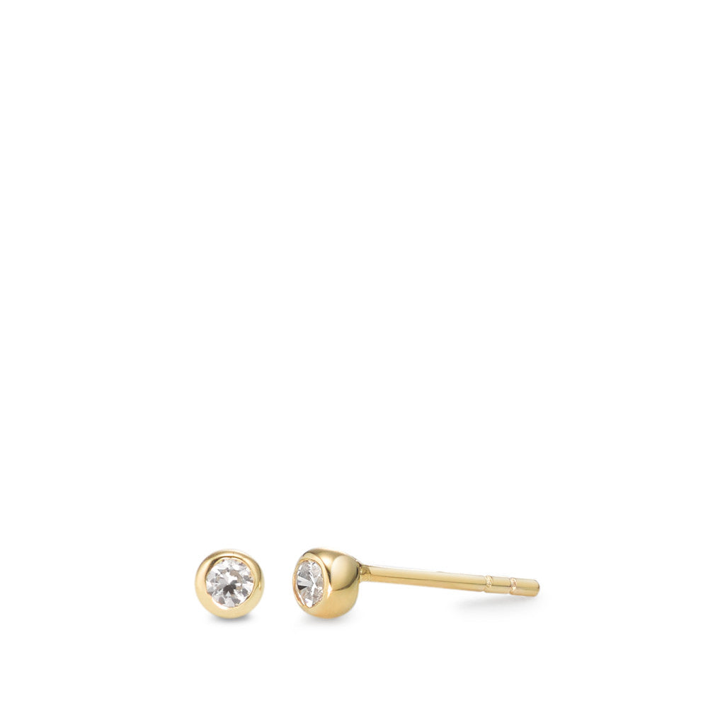 Stud earrings 9k Yellow Gold Zirconia 2 Stones Ø3.5 mm