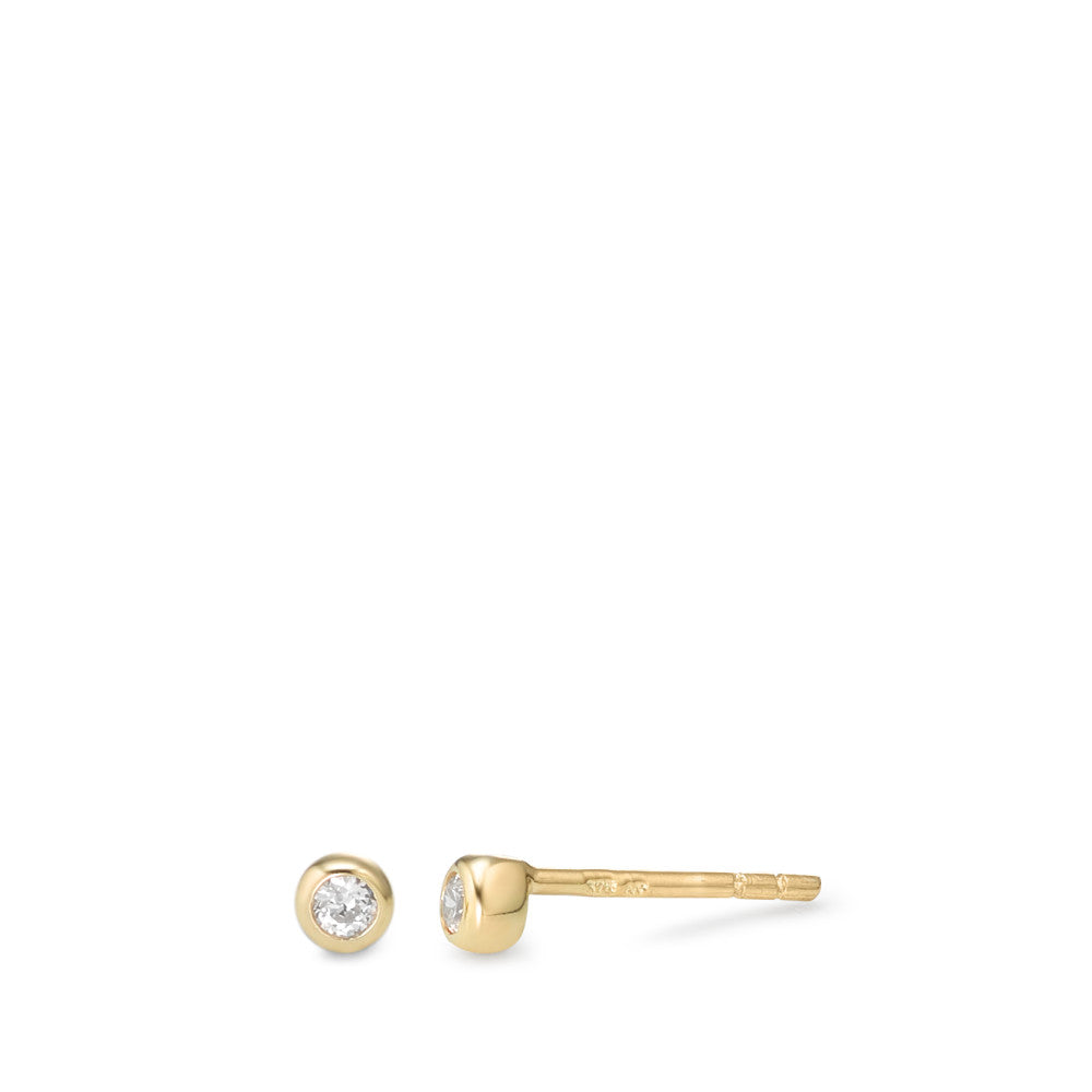 Stud earrings 9k Yellow Gold Zirconia 2 Stones Ø3.3 mm