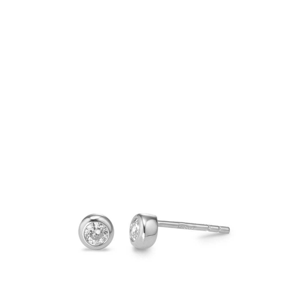 Stud earrings 9k White Gold Zirconia 2 Stones Ø4.5 mm