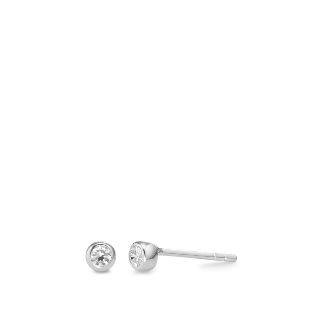 Stud earrings 9k White Gold Zirconia 2 Stones Ø3.5 mm