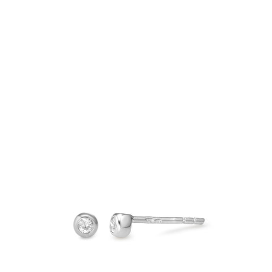 Stud earrings 9k White Gold Zirconia 2 Stones Ø3.3 mm