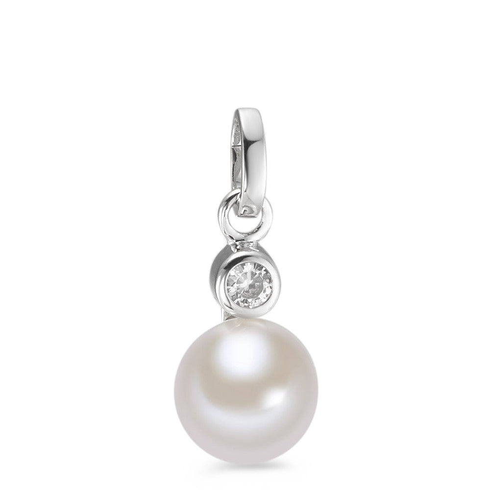 Pendant 9k White Gold Zirconia Freshwater pearl