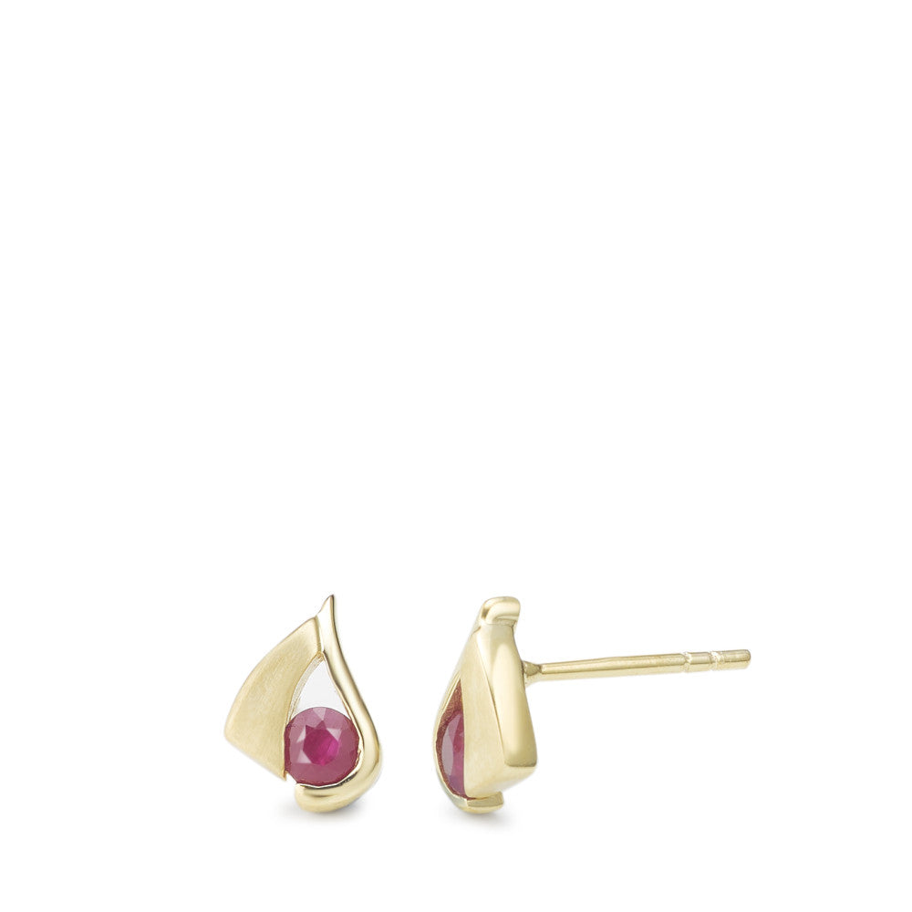 Stud earrings 9k Yellow Gold Ruby 2 Stones