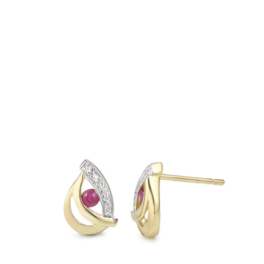 Stud earrings 9k Yellow Gold Ruby 12 Stones