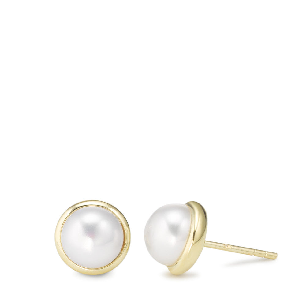 Stud earrings 9k Yellow Gold Freshwater pearl Ø9 mm