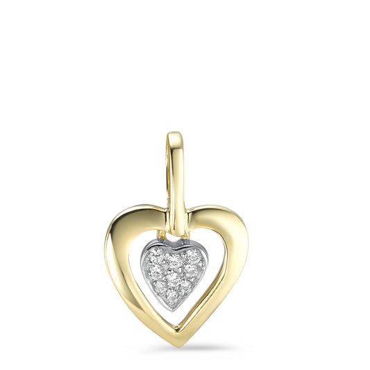 Pendant 9k Yellow Gold Zirconia 9 Stones Heart Ø10 mm