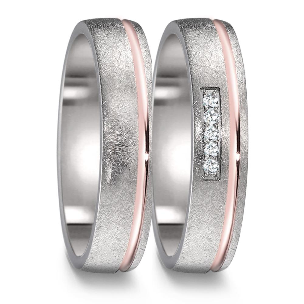 Wedding Ring Titanium, 18k Red Gold