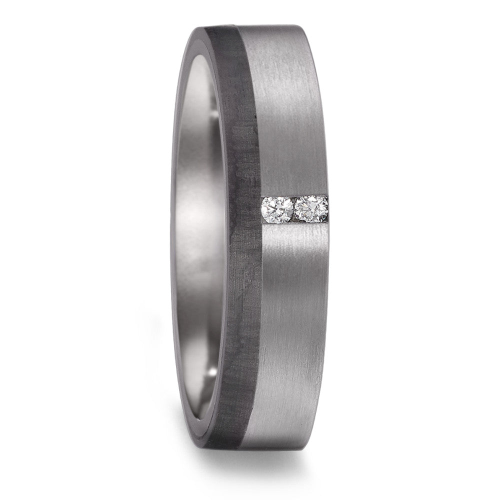 Wedding Ring Tantal 999, Carbon Diamond 0.03 ct, 2 Stones, w-si