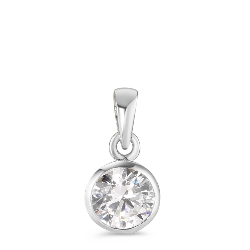 Pendant Silver Zirconia White Rhodium plated Ø7.5 mm