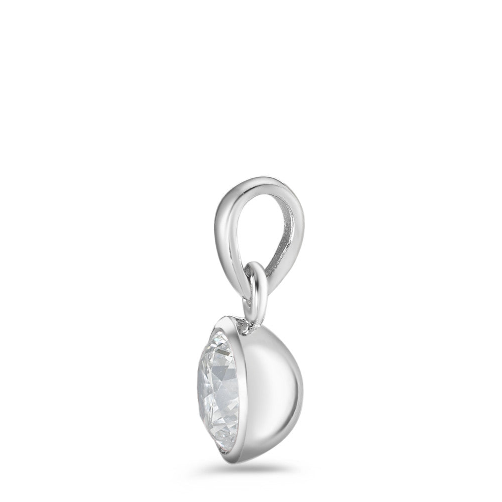 Pendant Silver Zirconia White Rhodium plated Ø7.5 mm