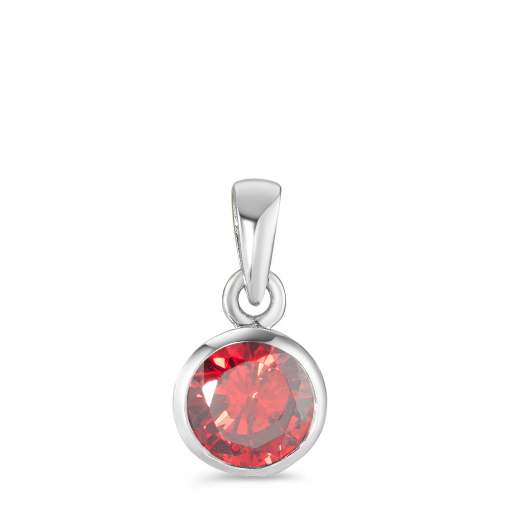 Pendant Silver Zirconia Red Rhodium plated Ø7.5 mm